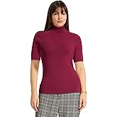 Anne Klein Womens Short Sleeve Turtleneck Knit Top