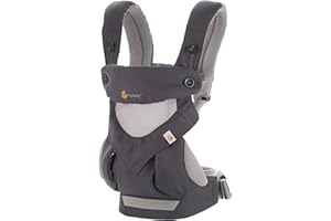Ergobaby 360 All-Position Baby Carrier with Lumbar Support (12lbs - 45lbs) - Premium Cotton Toddler Carrier - Soft Air Mesh Fabric - Carbon Grey