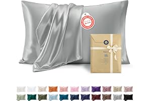 Bedsure Satin Pillowcase, Similar to Silk Pillow Cases Queen Size Set of 2, Cooling Pillow Case Covers with Envelope Closure, Room Decor Gifts for Women Men, Silver Grey, 20x30 Inches, 2pcs