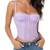 Raxnode Lace Bustier Corset Tops for Women - Sexy Going Out Party Club Top with Buckle