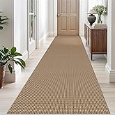 EARTHALL Woven Runner Rug 3x10 Ft Washable Runners for Hallways Long Non Slip Rubber Backed Kitchen Runner Braided Indoor Floor Carpet Runners for Entryway, Hallway, Kitchen, Orange/Tan/Brown