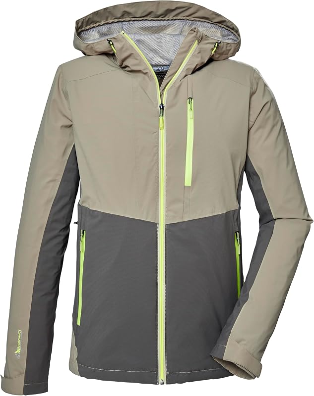Hombres Chaqueta funcional impermeable/chaqueta exterior con capucha. KOS 27 MN JCKT, green, L, 41315-000