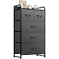 YITAHOME Fabric Dresser with 5 Drawers - Storage Tower with Large Capacity, Organizer Unit for Bedroom, Living Room & Closets - Sturdy Steel Frame, Wooden Top & Easy Pull Fabric Bins (Black Grey)
