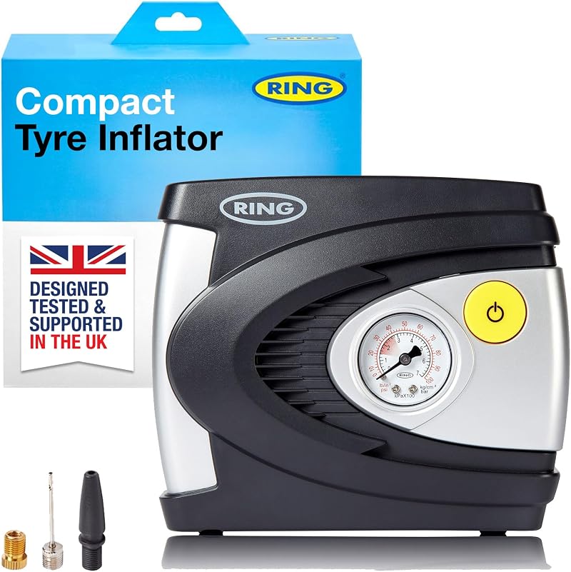 Ring RAC610 Tyre Inflator Air Compressor 12V 85W PSI BAR Gauge