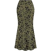 BTFBM Womens Floral Mesh Maxi Skirt 2026 Spring Summer Elastic High Waisted Boho Elegant Mermaid Long Skirts for Women