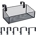 Bedside Caddy Hanging Storage Basket Beside Shelf Metal Organizer for Collage Dorm Bunk Bed,Hospital Bed,Baby Bed - Bedroom Essentials for Magazine,Remote Control,Phone,Drinks (Black)