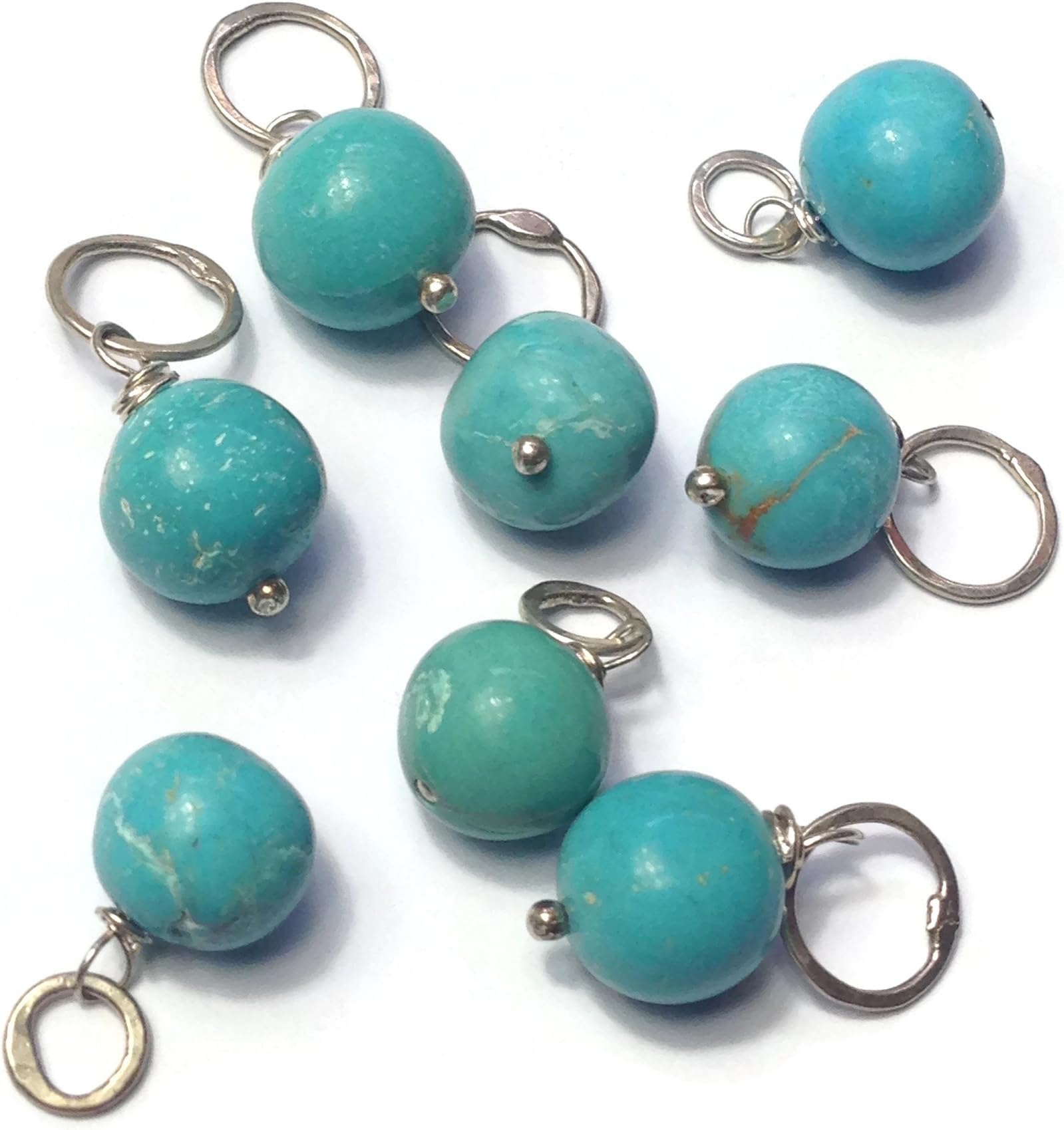 Irregular Round Nugget Turquoise and Sterling Silver Add A Dangle Charm Small Round Jump Ring