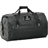 IRON JIA'S Motorcycle Dry Bag - Waterproof Duffle & Luggage Tail Bag Saddle Bags with Roll Top Closure, Shoulder Straps, Inner Pocket and Mesh Pocket (Carbon Fiber, 30L)