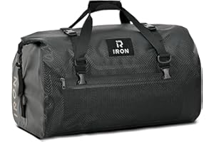 IRON JIA'S Motorcycle Dry Bag - Waterproof Duffle & Luggage Tail Bag Saddle Bags with Roll Top Closure, Shoulder Straps, Inner Pocket and Mesh Pocket (Carbon Fiber, 30L)