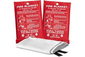 OHZOIRIC Fire Blankets Emergency for Home, Fire Blankets to Smother a Kitchen Fire, 40” x 40” Emergency Fire Blanket 2 Pack, Fiberglass Fire Blanket for Kitchen, Camping, Car, Picnic, Fireplace