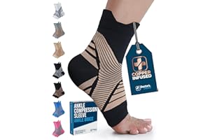 Doctor's Select Copper Ankle Sleeve - Foot and Ankle Compression Sleeve, Arch Support Socks, Compression Ankle Brace, Black with Copper