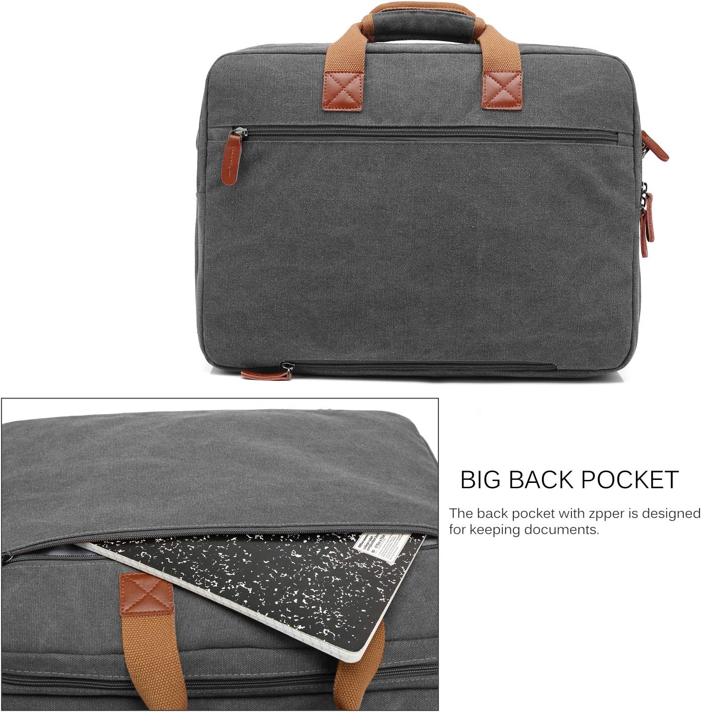 CoolBELL 15.6 Inch Laptop Bag Canvas Briefcase Protective Messenger Bag Shoulder Bag for Laptop/Ultrabook/Tablet/Men/Women/Business (Canvas Dark Grey): Computers & Accessories