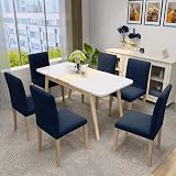 MAXIJIN Velvet Chair Covers Set of 6 Navy Blue Full Cover Stretch Dining Chairs view 3