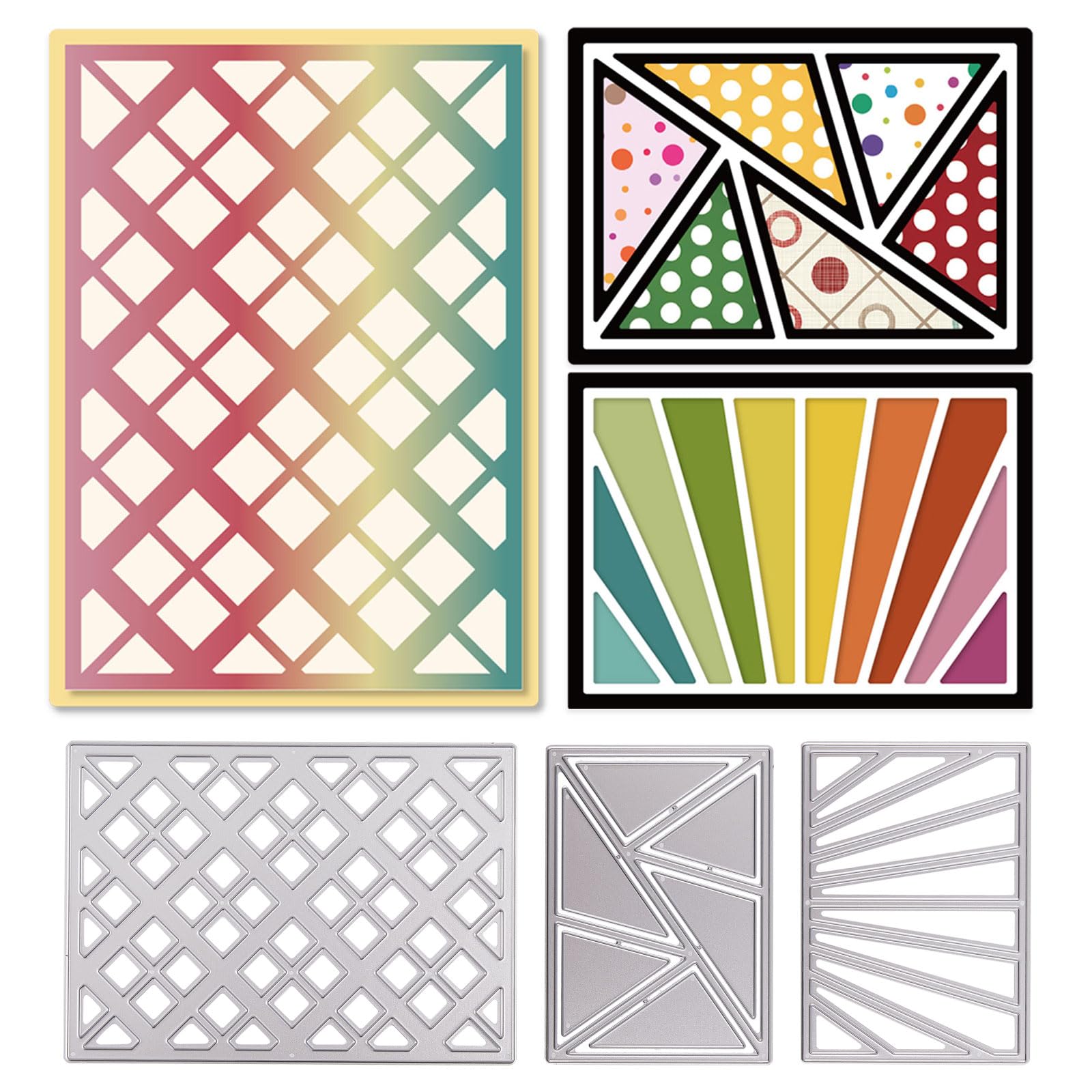 GLOBLELAND Grid Frame Background Cutting Dies Metal Rectangle Checkered Frame Die Cuts Cutting Dies Templates for Paper Card Making Decoration DIY Scrapbooking Album Craft Decor