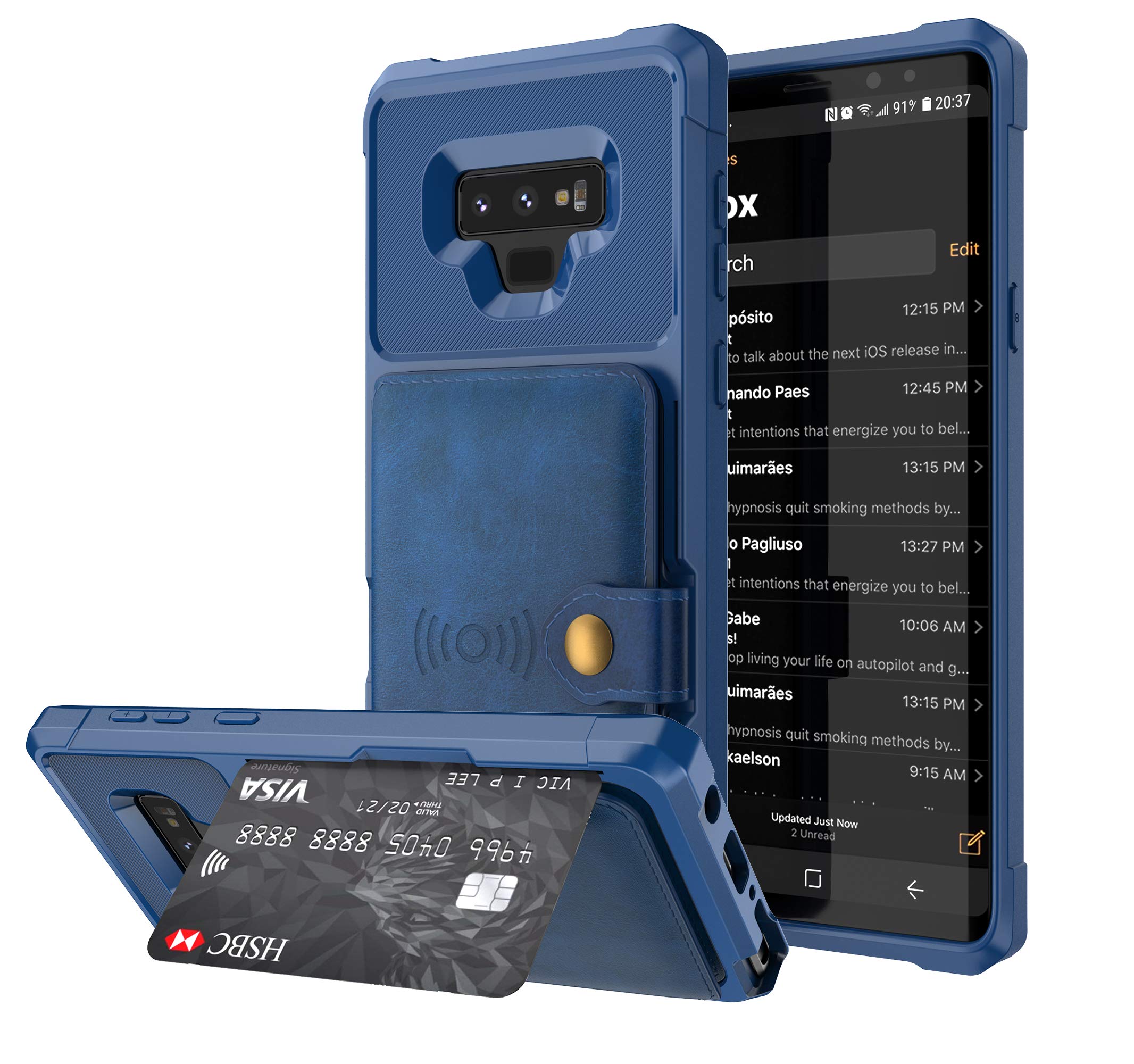 Galaxy S9 Plus Case, Sumsung S9 Plus Wallet Flip Leather Kickstand Fit Magnetic Car Charger Mount Slim Durable Shockproof Protective Case Cover with Card Holder (Blue)