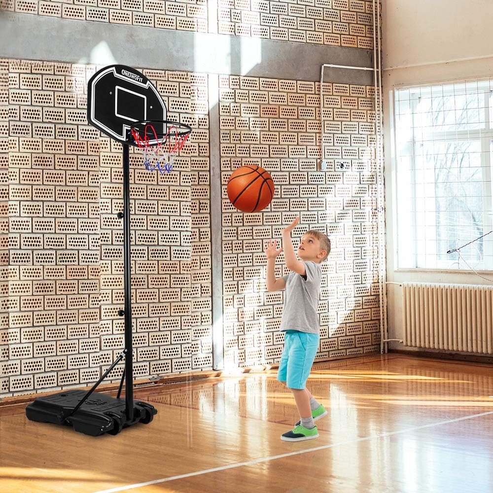 ONETWOFIT Teenagers Basketball System, Adjustable Height 44.5" - 80.7" （3.7ft - 6.7ft） Portable Impact Backboard Outdoor Basketball Hoop with 26.7" PE Backboard for Youth Kids/Junior OT132 : Sports & Outdoors