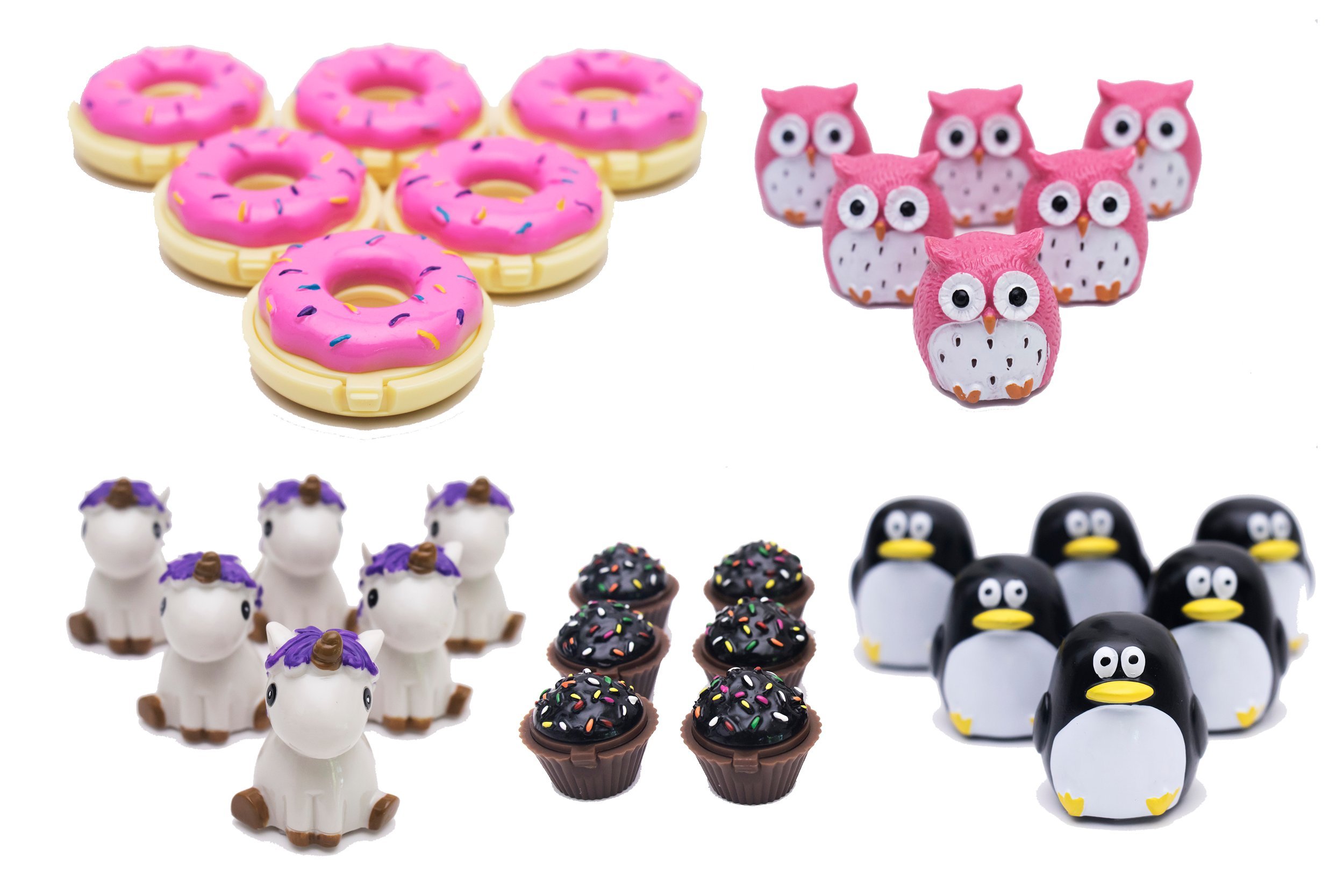 Pack of 6 Colorful Mini Macaron Shaped Lip Balm, Gloss