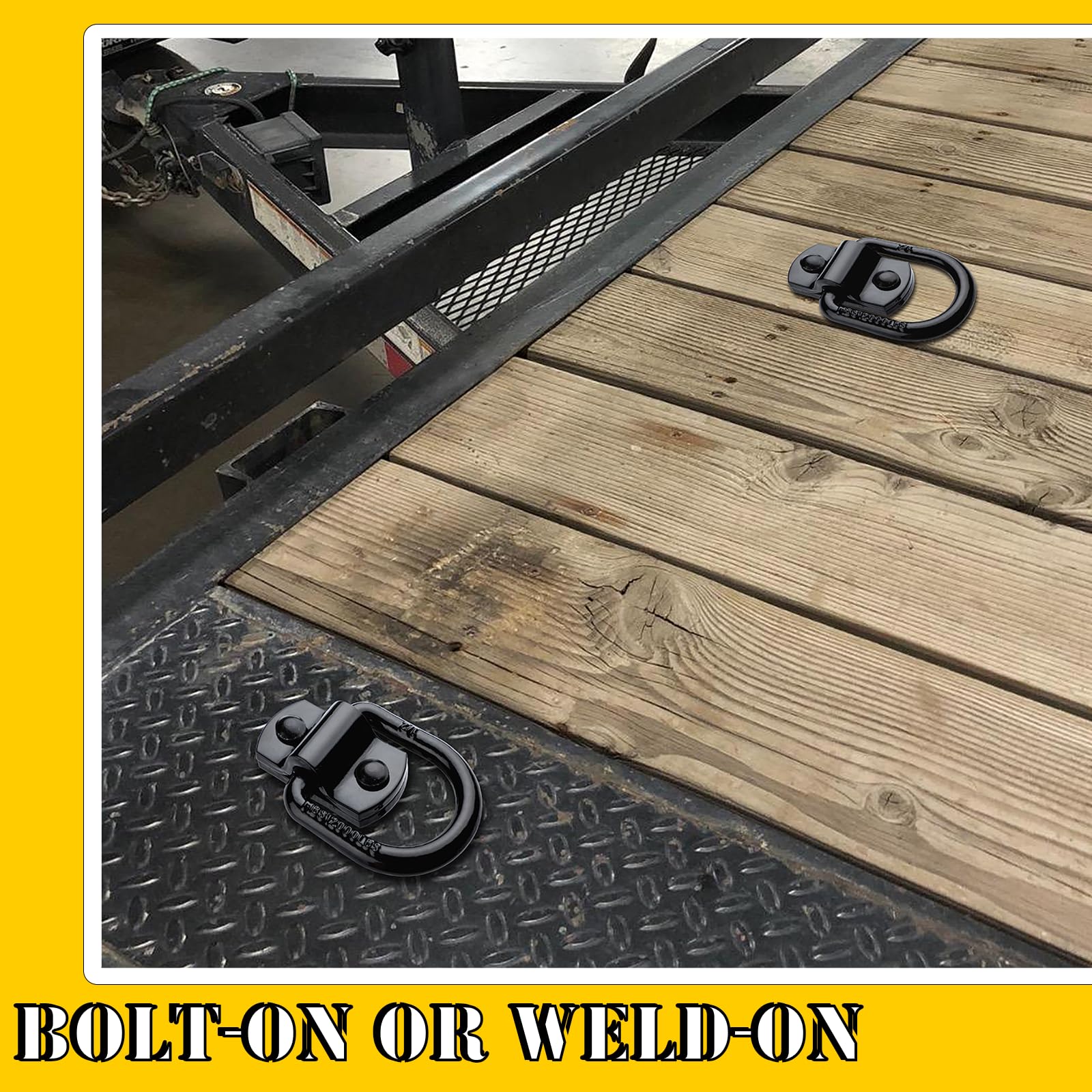 Trailer D Rings Heavy Duty Bolt-On Forged D Ring, 12000 LBS 1/2''Thick D Ring Tie Down Anchors Hooks for Truck Bed, Utility Trailers, Vans, Rvs (Pack of 4) Black