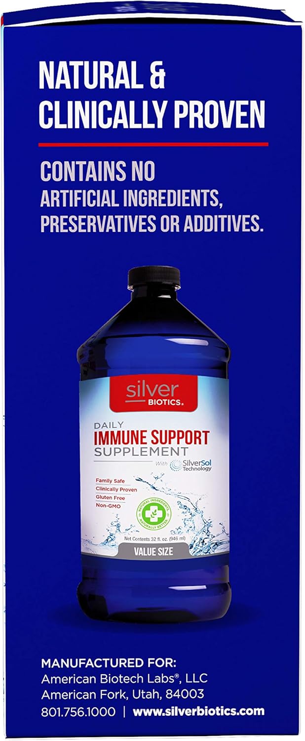 American Biotech Labs - Silver Biotics - Daily Immune Support Supplement with SilverSol Technology - 32 fl. oz.: Health & Personal Care