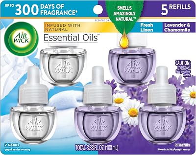 Air Wick Scented Oil Refills Fresh Linen and Lavender 5 Count Plug In