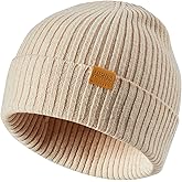 FUQILA 100% Merino Wool Cuff Beanie Hat, Unisex Warm Winter Caps Soft, Breathable & Cozy Stretchy Knitted Cuffed Cap