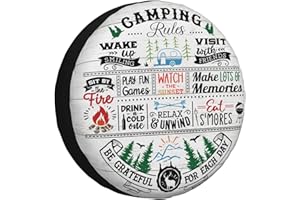 TGKBRMEA Spare Tire Cover for RV Camper Camping Rules, Weatherproof Universal Wheel Cover for RV Travel Trailer Camper Truck 15inch
