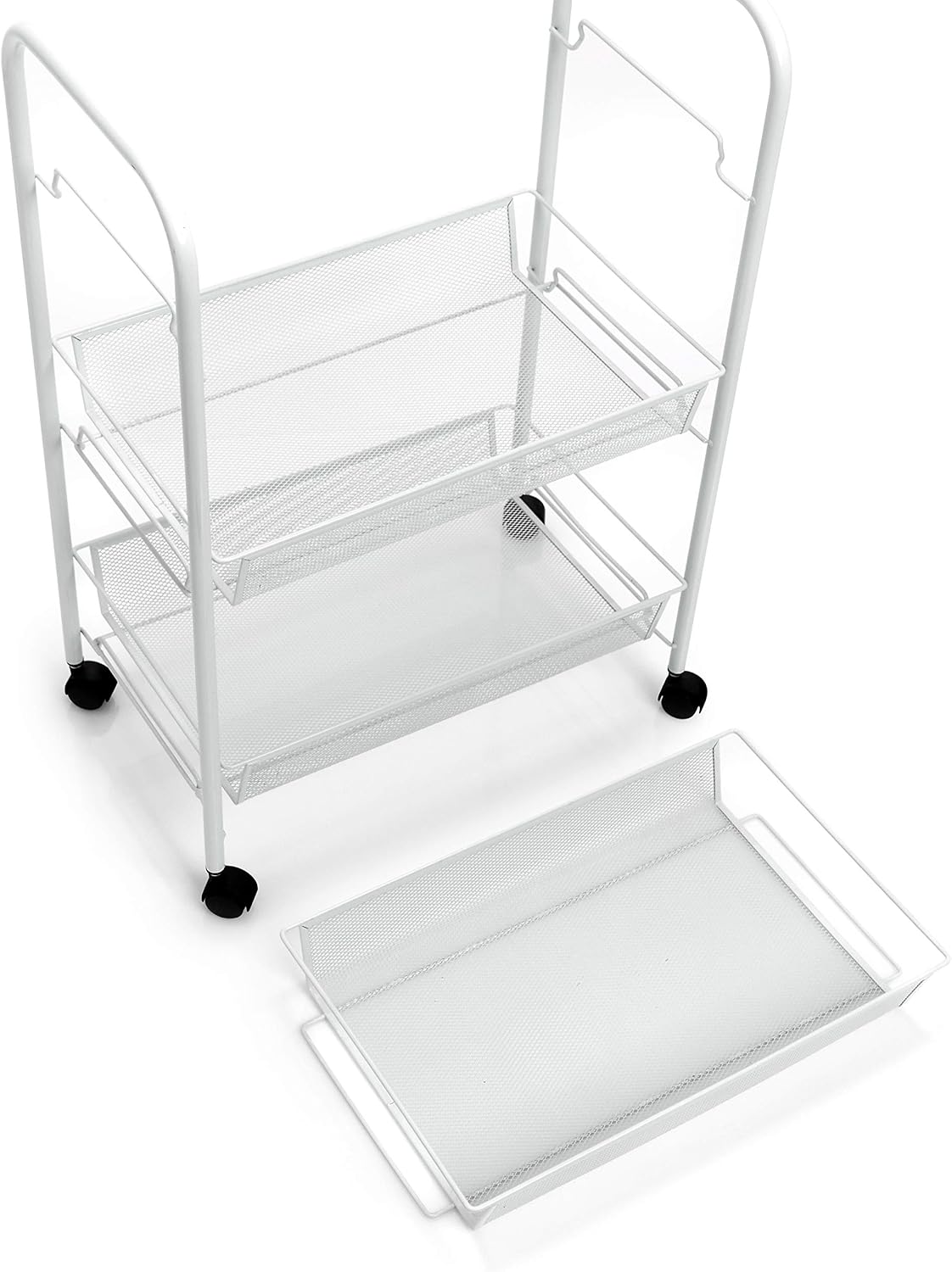 Zeller 17721 Mesh Multi-Tier Trolley, White, 43.5 x 26 x 62.5 cm, 48x28x28 cm - Image 4