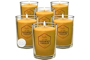 Pure Beeswax Votive Candles, 6 Pack – Yellow Unscented Decorative Candle for Party Centerpieces, Home Decor and Dinner Partie
