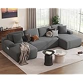 DURASPACE Cloud Sectional Couches for Living Room, 126.2'' Modular U-Shaped Sofa with Deep Seat, Corduroy Sleeper Sofa Bed wi