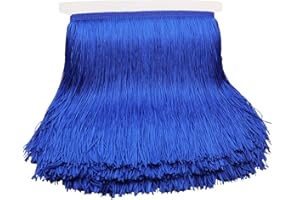 RYDOWENNA 8 Inch Width Blue Fringe Trim 10 Yards Long Tassel Sewing Trim for DIY Craft Clothing and Dress Decoration (Blue)