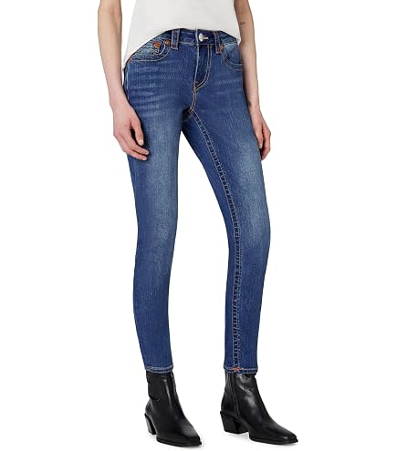 True Religion Women's Crystal Wing Becca Mid Rise Boot Flap Jeans