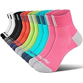 PAPLUS Ankle Compression Socks for Women 6 Pairs, Running Athletic Socks with Arch Support，Plantar Fasciitis Socks