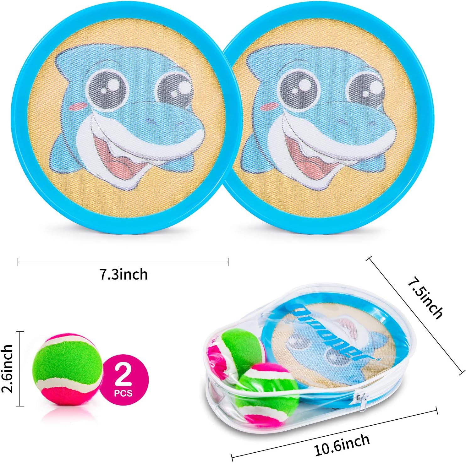 Qrooper Outdoor Games Toss and Catch Ball Set Throw Games Kids Outdoor Toys with 2 Paddles, 2 Balls and 1 Storage Bag, Outdoor Kids Toys for Backyard Beach Lawn Kids Outdoor Activities (Shark): Toys & Games
