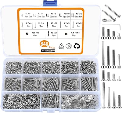 HAOCHEN M2.5 Screw Set 840 Stainless Steel Nuts Washers Assortment Kit