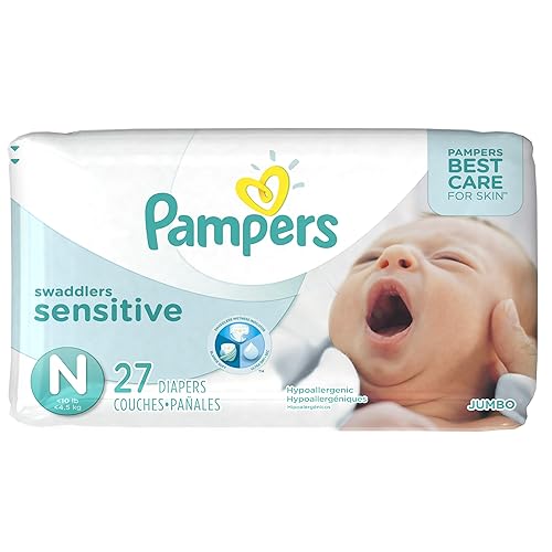 Pampers Swaddlers Sensitive Newborn Diapers Size 0, 27 Count in