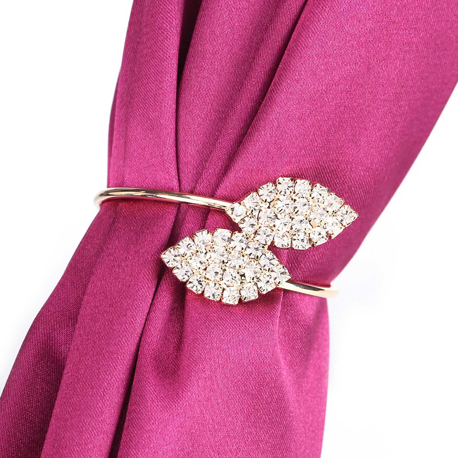 12Pcs Napkin Set Rhinestones Napkins Holder Rings Gold Hand Made Buckle Holder Table Decoration for Wedding Dinner Party