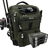 Baitium Fishing Backpack, Tackle Bag With Rod Holders, 40L Capacity With Cooler, Rain Cover, Insulated Pocket, 4 Tackle Trays