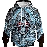 QTAGTESS Novelty Long Sleeve Hoodie Funny Fashion Gothic Skull Sweatshirts