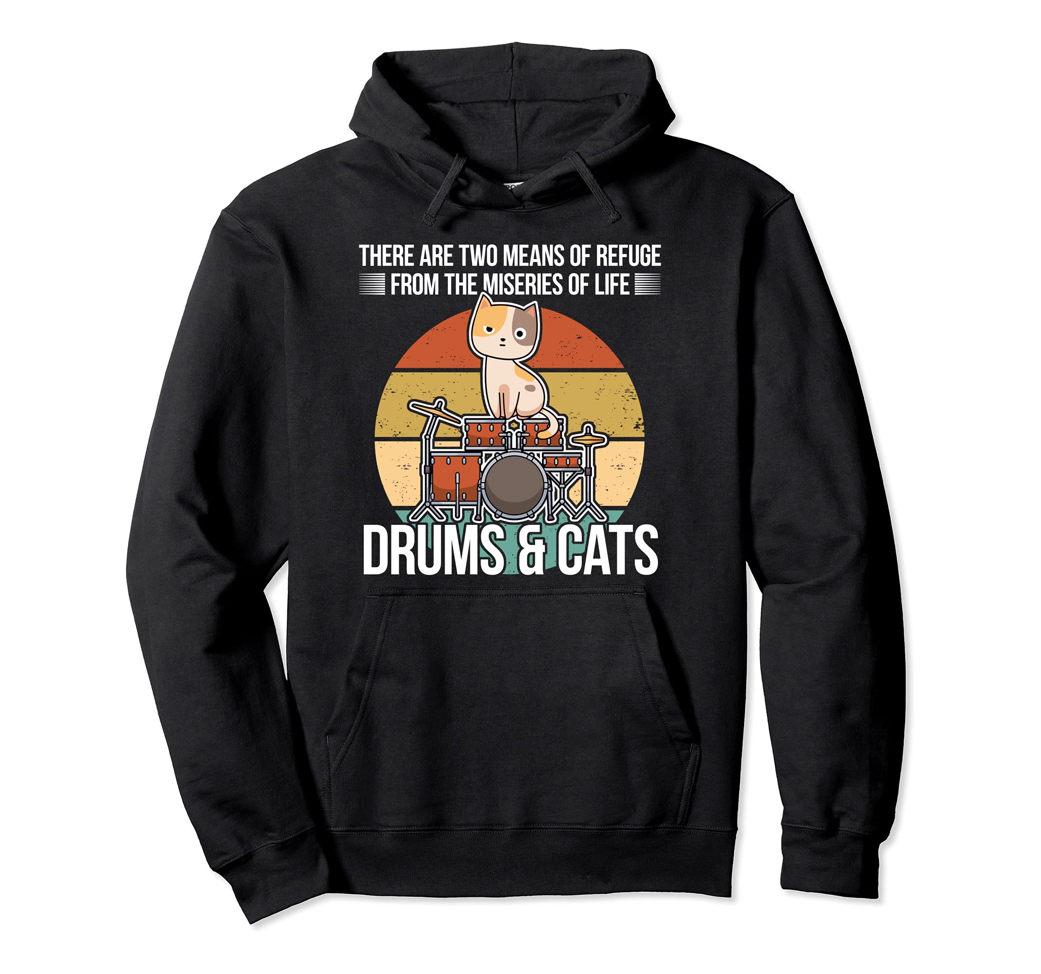 Witty Drummer Cat Lover Drumming Drums Percussion Saying Pullover Hoodie