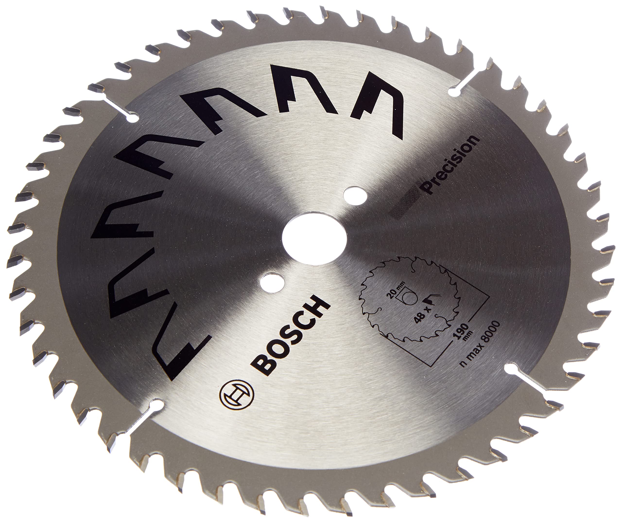 Bosch 1x Circular Saw Blade Precison (for Wood, Ø 190 x 2.5/1.5 x 20/16 mm, 48 Teeth, ATB, with 1x Reduction ring 16 mm, Accessories for Circular Saws)