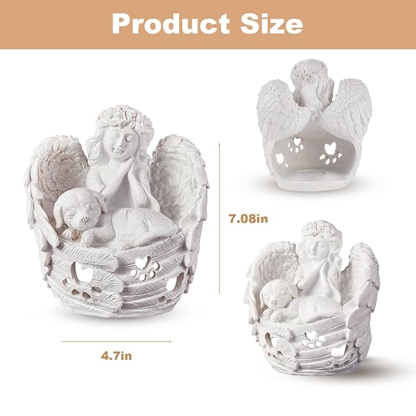 AQNTQCN DOG MEMORIAL GIFTS FOR LOSS OF DOG, PET MEMORIAL GIFTS FOR DOGS, RESIN ANGEL STATUES WITH LED CANDLE, PET SYMPATHY GIFT(LARGE), FOR HOME DECOR OR DESK (LARGE)