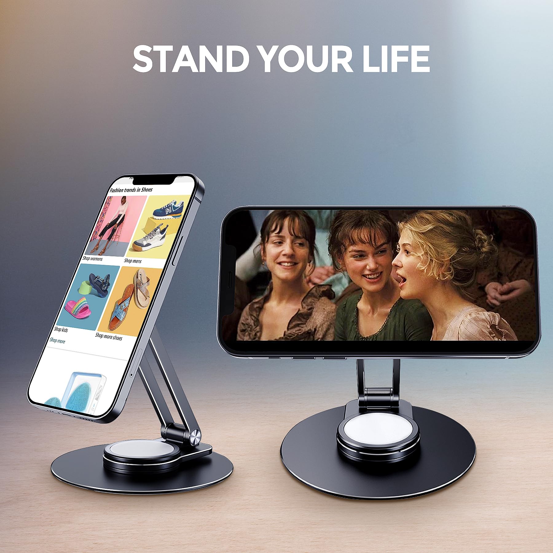 CreaDream Magnetic Phone Stand for Desk, Aluminum MagSafe iPhone Stand Foldable Adjustable, Cell Phone Stand Holder Compatible with iPhone 16 15 14 13 12 Pro Max and Magsafe Case