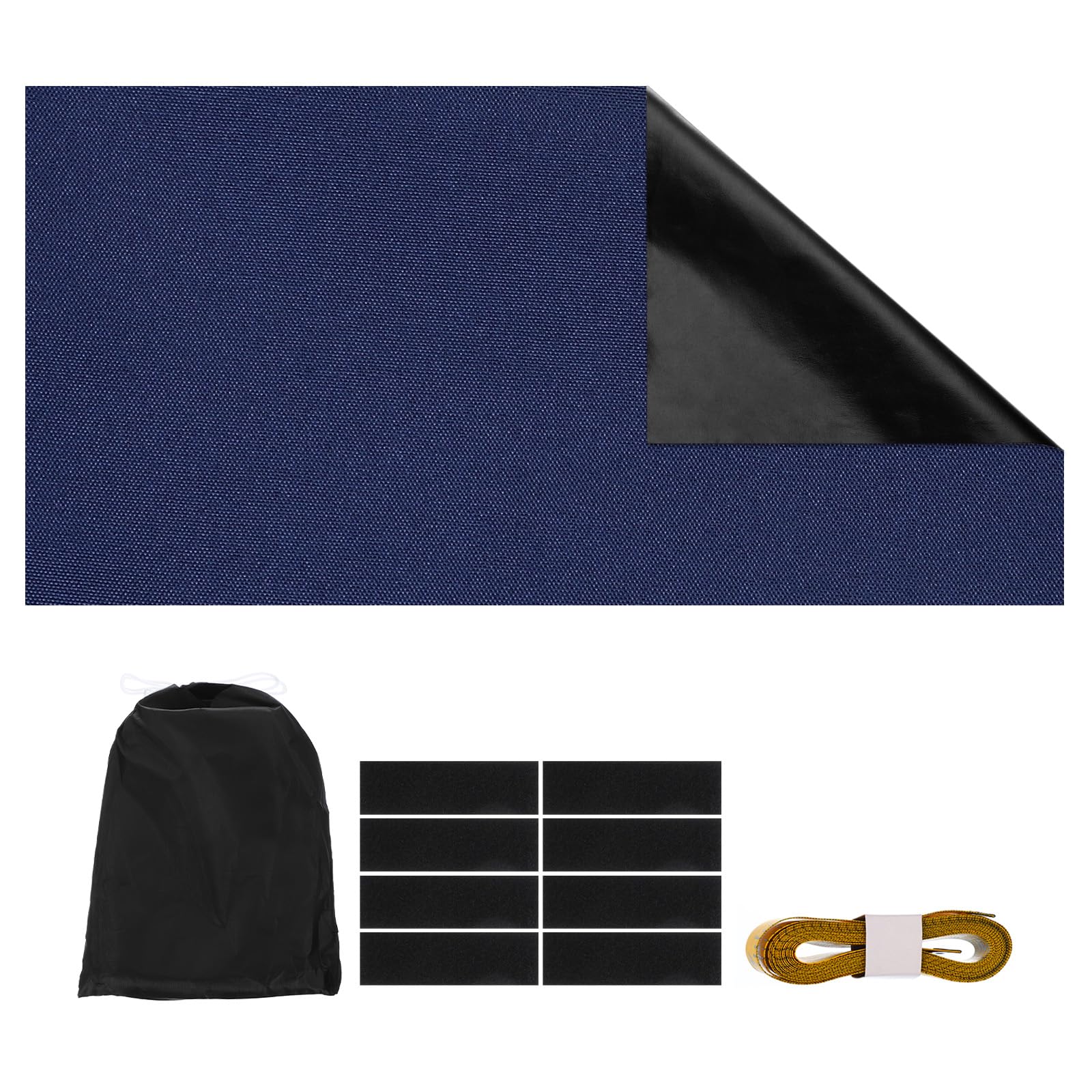 PATIKIL Portable Blackout Curtains, 1 Set 118 x 59 Inch Polyester Thermal Window Drapes 100% Shading Rate for Attic Living Room Bedroom, Navy