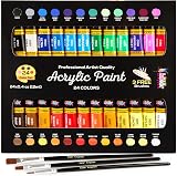 KOLOR KINGDOM 24 Colour Acrylic Paint Set with 3 Brushes 12ml Posca Style view 1