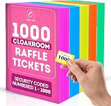 Coselena 5-Pack Cloakroom and Raffle Ticket Books 1-1000 Assorted Colours view 1