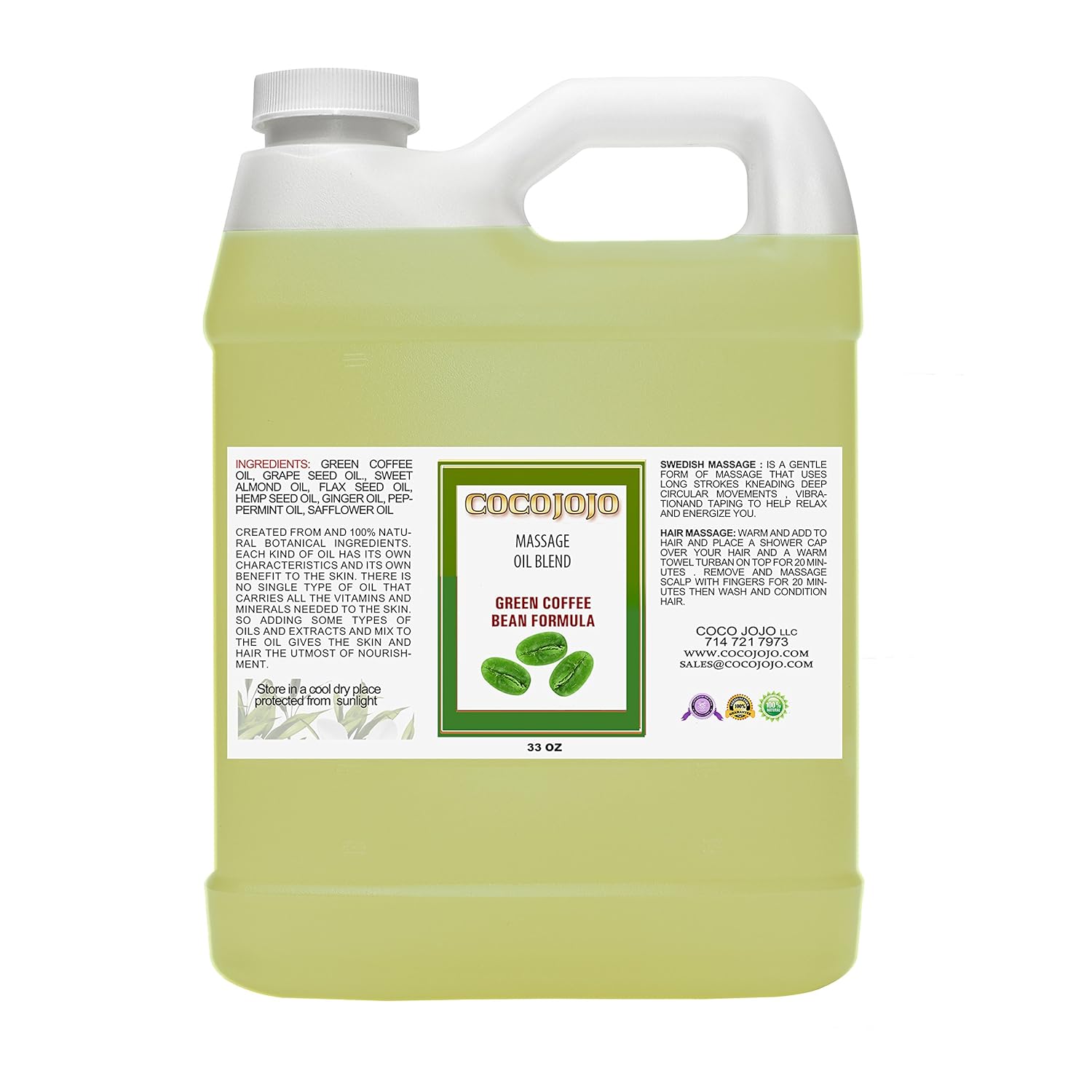 Amazon Com Green Coffee Bean Oil Massage Formula Blend A Rich Blend Of Various Carrier And Essential Oils 32 Oz 1 Quart Bulk Perfect For Hair Face Skin Body Moisturizer Therapeutic Beauty