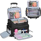 CURMIO Rolling Teacher Bag with Wheels, Teacher Rolling Cart, Rolling Briefcase with Accordion Organizer and 15.6" Laptop Sleeve for School or Work, Black(Patented Design)