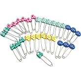 GTONEE Cute Animal Fruit Baby Safety Pins Secure Clips for Fastening Baby Clothes Diaper Napkins Stainless Steel 5CM 30PCS (Animal)