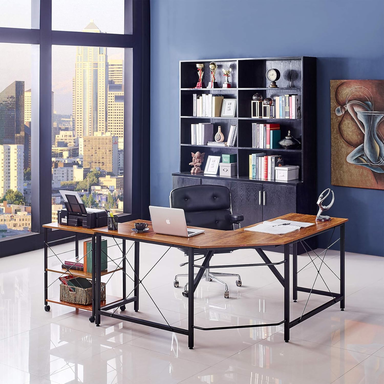 Mr IRONSTONE L-Shaped Desk 59" Computer Corner Desk, Home Gaming Desk, Office Writing Workstation, Space-Saving, Easy to Assemble (Vintage): Kitchen & Dining