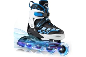 OBENSKY Adjustable Inline Skates for Girls and Boys, Fun Illuminating Inline Skates for Kids Ages 5-8 8-12, Roller Skates for Youth Beginners - Includes Free Skate Bag